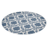 Rococo Damast Patroon Blauw op Wit Snijplank (Hoek)