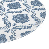 Rococo Damast Patroon Blauw op Wit Snijplank (Hoek)