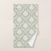 Rococo Damast Patroon Crème op Groen Bad Handdoek (Handdoek)