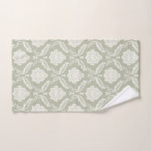 Rococo Damast Patroon Crème op Groen Bad Handdoek (Handdoek)
