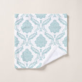 Rococo Damast Patroon Eendenei Blauw op Wit Bad Handdoek (Wasdoekje)