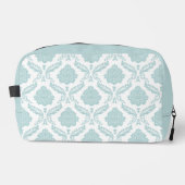 Rococo Damast Patroon Eendenei Blauw op Wit Toilettasje (Voorkant)