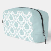 Rococo Damast Patroon Eendenei Blauw op Wit Toilettasje (Rechterhoek)
