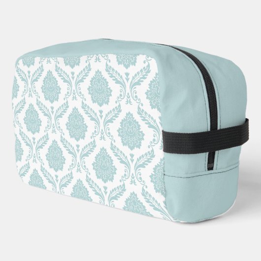 Rococo Damast Patroon Eendenei Blauw op Wit Toilettasje (Linkerhoek)