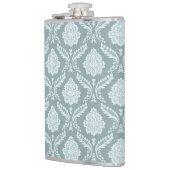 Rococo Damast Patroon Eendenei Blauw+Teal Heupfles (Links)