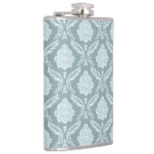 Rococo Damast Patroon Eendenei Blauw+Teal Heupfles (Rechts)