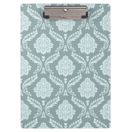Rococo Damast Patroon Eendenei Blauw+Teal Klembord (Voorkant)