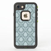 Rococo Damast Patroon Eendenei Blauw+Turquoise (Achterkant)