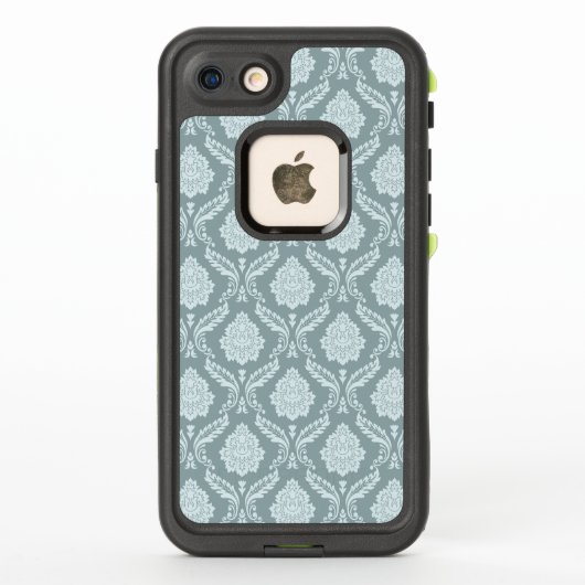 Rococo Damast Patroon Eendenei Blauw+Turquoise (Achterkant)