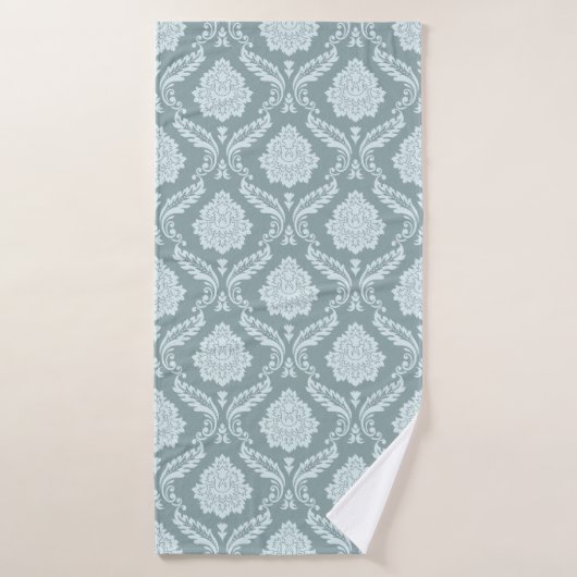 Rococo Damast Patroon Eendenei Blauw+Turquoise Badhanddoek (Badhanddoek)