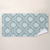 Rococo Damast Patroon Eendenei Blauw+Turquoise Badhanddoek (Badhanddoek)