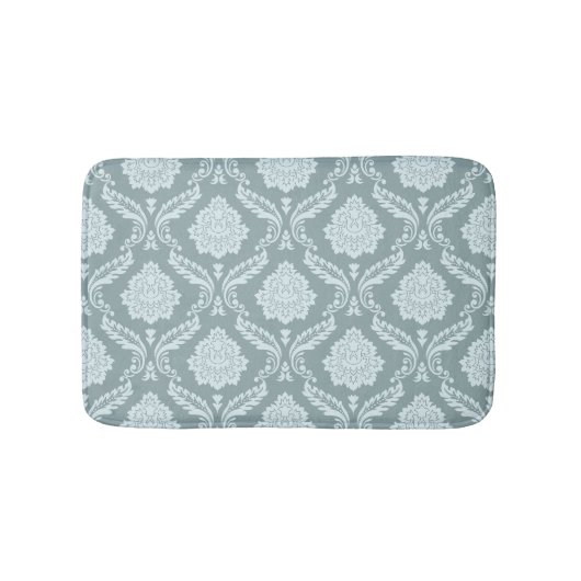 Rococo Damast Patroon Eendenei Blauw+Turquoise Badmat (Voorkant)