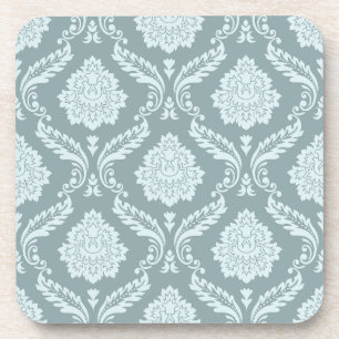 Rococo Damast Patroon Eendenei Blauw+Turquoise Bier Onderzetter