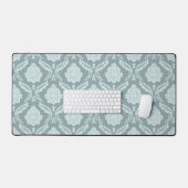 Rococo Damast Patroon Eendenei Blauw+Turquoise Bureaumat (Keyboard & Muis)