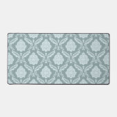 Rococo Damast Patroon Eendenei Blauw+Turquoise Bureaumat (Voorkant)