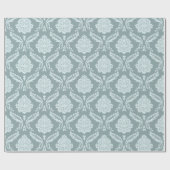 Rococo Damast Patroon Eendenei Blauw+Turquoise Cadeaupapier (Vlak)