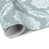 Rococo Damast Patroon Eendenei Blauw+Turquoise Cadeaupapier (Rol Hoek)