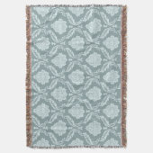 Rococo Damast Patroon Eendenei Blauw+Turquoise Deken (Voorkant Verticaal)