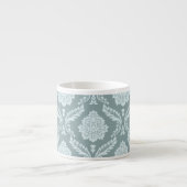 Rococo Damast Patroon Eendenei Blauw+Turquoise Espresso Kop (Voorkant)