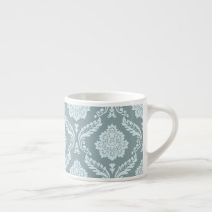 Rococo Damast Patroon Eendenei Blauw+Turquoise Espresso Kop
