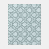 Rococo Damast Patroon Eendenei Blauw+Turquoise Fleece Deken (Voorkant)