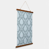 Rococo Damast Patroon Eendenei Blauw+Turquoise Hangend Wandkleed (Gebogen)
