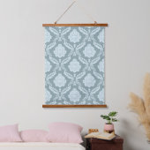 Rococo Damast Patroon Eendenei Blauw+Turquoise Hangend Wandkleed (Slaapkamer)