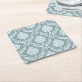 Rococo Damast Patroon Eendenei Blauw+Turquoise Kartonnen Onderzetters (Schuin)