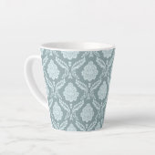 Rococo Damast Patroon Eendenei Blauw+Turquoise Latte Mok (Linkerhoek)