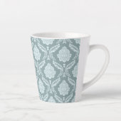 Rococo Damast Patroon Eendenei Blauw+Turquoise Latte Mok (Rechts)