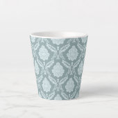 Rococo Damast Patroon Eendenei Blauw+Turquoise Latte Mok (Voorkant)