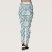 Rococo Damast Patroon Eendenei Blauw+Turquoise Leggings (Achterkant)