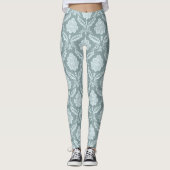Rococo Damast Patroon Eendenei Blauw+Turquoise Leggings (Voorkant)
