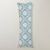 Rococo Damast Patroon Eendenei Blauw+Turquoise Lichaamskussen (Voorkant Verticaal)