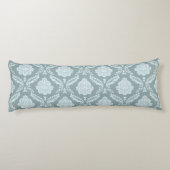 Rococo Damast Patroon Eendenei Blauw+Turquoise Lichaamskussen (Achterkant)