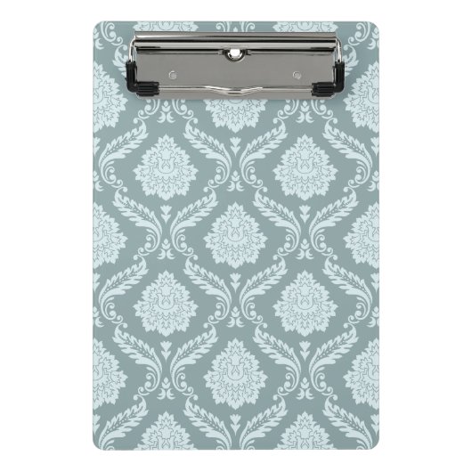 Rococo Damast Patroon Eendenei Blauw+Turquoise Mini Klembord (Voorkant)
