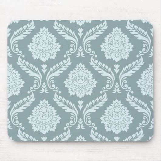 Rococo Damast Patroon Eendenei Blauw+Turquoise Muismat (Voorkant)