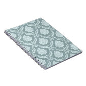 Rococo Damast Patroon Eendenei Blauw+Turquoise Notitieboek (Rechterzijde)