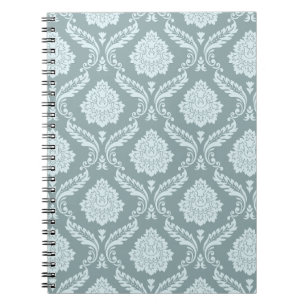 Rococo Damast Patroon Eendenei Blauw+Turquoise Notitieboek