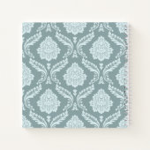 Rococo Damast Patroon Eendenei Blauw+Turquoise Notitieboek (Achterkant)
