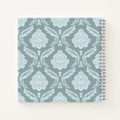 Rococo Damast Patroon Eendenei Blauw+Turquoise Notitieboek (Achterkant)