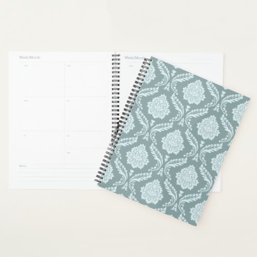 Rococo Damast Patroon Eendenei Blauw+Turquoise Planner (Display)