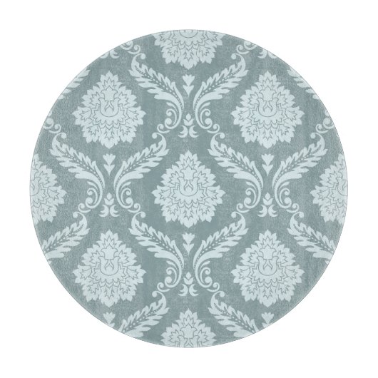Rococo Damast Patroon Eendenei Blauw+Turquoise Snijplank (Voorkant)