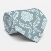Rococo Damast Patroon Eendenei Blauw+Turquoise Stropdas (Opgerold)