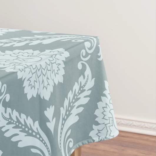 Rococo Damast Patroon Eendenei Blauw+Turquoise Tafelkleed (Voorbeeld)