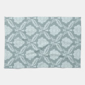 Rococo Damast Patroon Eendenei Blauw+Turquoise Theedoek (Horizontaal)