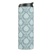 Rococo Damast Patroon Eendenei Blauw+Turquoise Thermosbeker (Gedraaid links)
