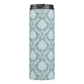 Rococo Damast Patroon Eendenei Blauw+Turquoise Thermosbeker (Achterkant)
