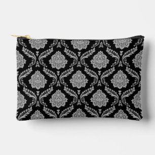 Rococo Damast Patroon Grijs op Zwart Etui