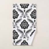 Rococo Damast Patroon Grijs Zwart Wit Bad Handdoek (Handdoek)